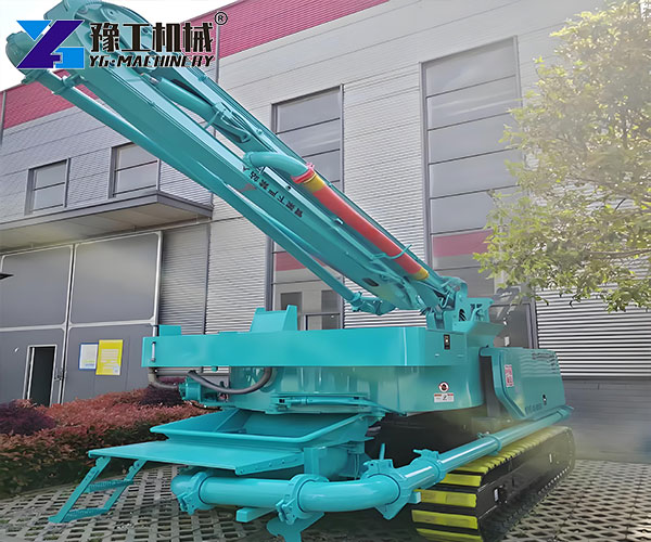 Concrete boom truck on site
