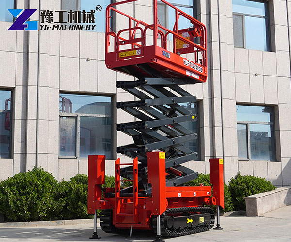 scissor lift platform in warehouse