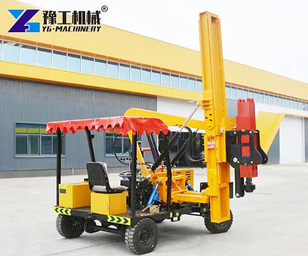 guardrail pile driving machine