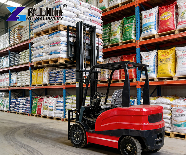 Electric Forklift in Warehouse